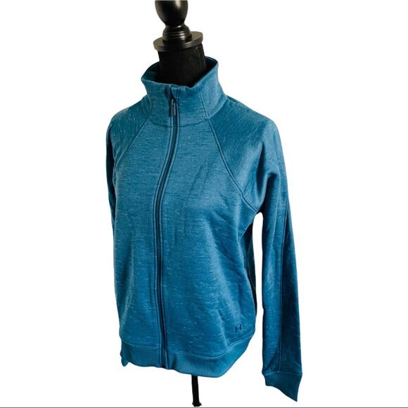 NWT Under Armour Women's LARGE Fleece Full Zip Static blue - Picture 3 of 8